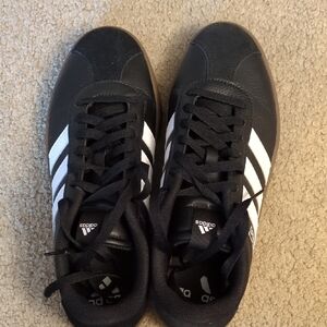 Adidas Men's Black Sneakers with White Stripes